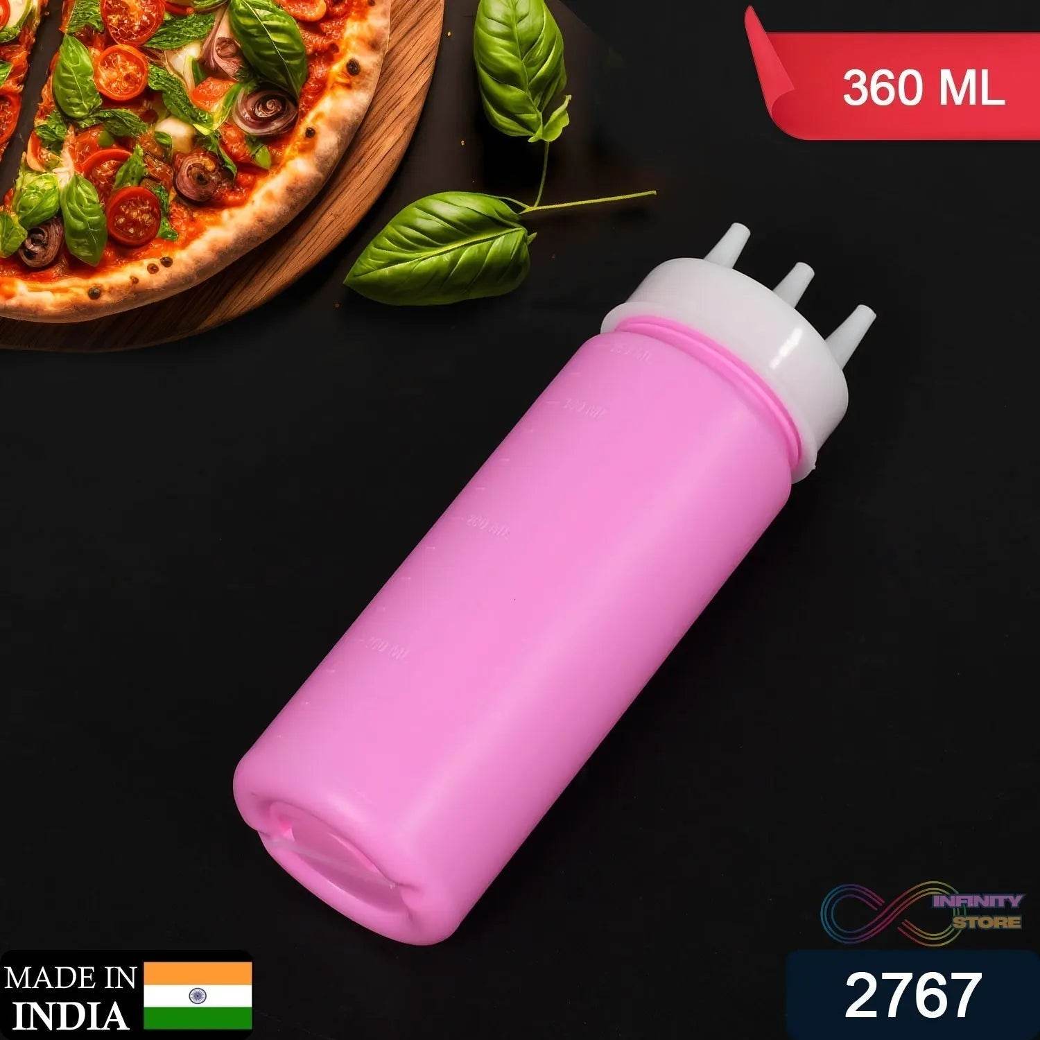 Ketchup Bottles With 3 Nozzle For Sauce, Mayonnaise, Chocolate Syrup Using Bottle Reusable Plastic Bottle ( 360ml ) - infinityexculsivestore.com