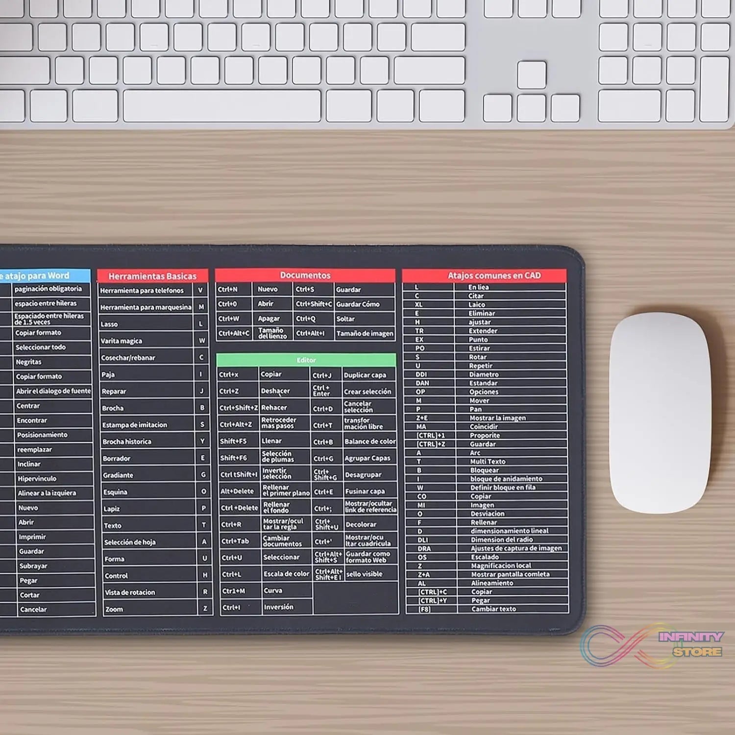 Mat of Shortcut Keyboard Mouse Pad Mat Mouse Pads for Desk Quick Key Super Large Anti - slip Keyboard Pad Desk Accessories Desktop Mouse Pad Office Oversized Big Mouse Pad Rubber (80—30 Cm) - infinityexculsivestore.com