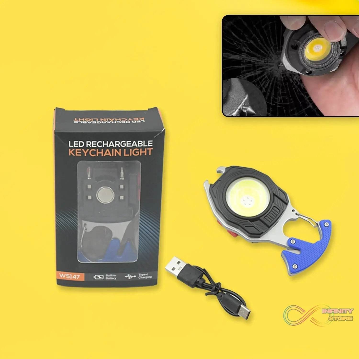 Keychain Led Flashlight Rechargeable Multi Function 6 Lighting Modes Pocket Key Chain Flash Light USB for Outdoor Camping,Walking With Cigarette Lighter - infinityexculsivestore.com