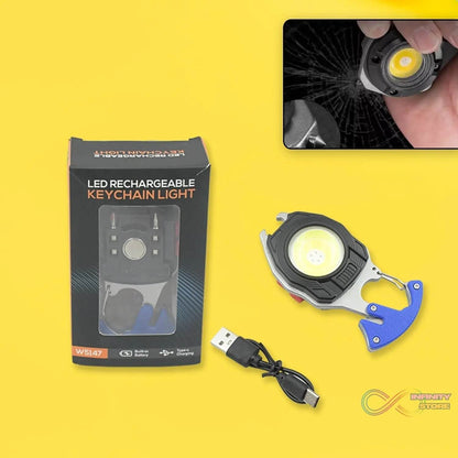 Keychain Led Flashlight Rechargeable Multi Function 6 Lighting Modes Pocket Key Chain Flash Light USB for Outdoor Camping,Walking With Cigarette Lighter - infinityexculsivestore.com