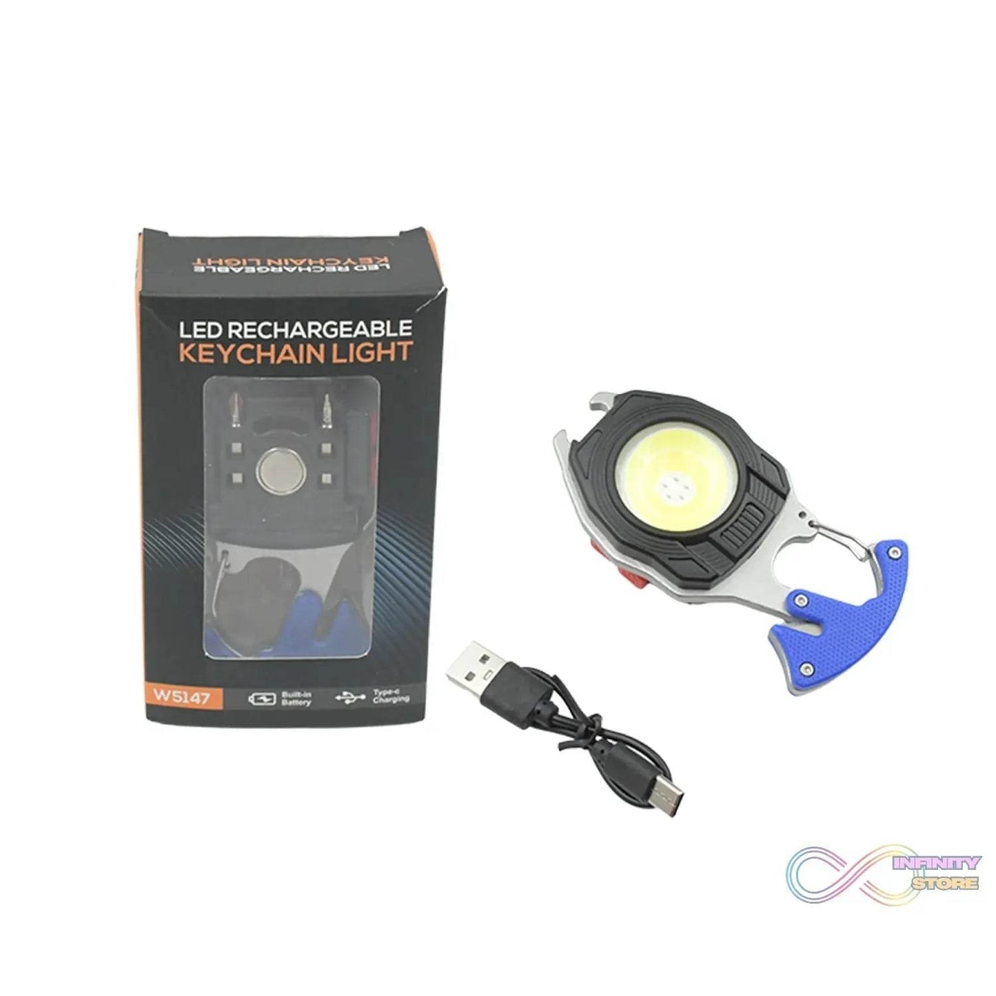 Keychain Led Flashlight Rechargeable Multi Function 6 Lighting Modes Pocket Key Chain Flash Light USB for Outdoor Camping,Walking With Cigarette Lighter - infinityexculsivestore.com