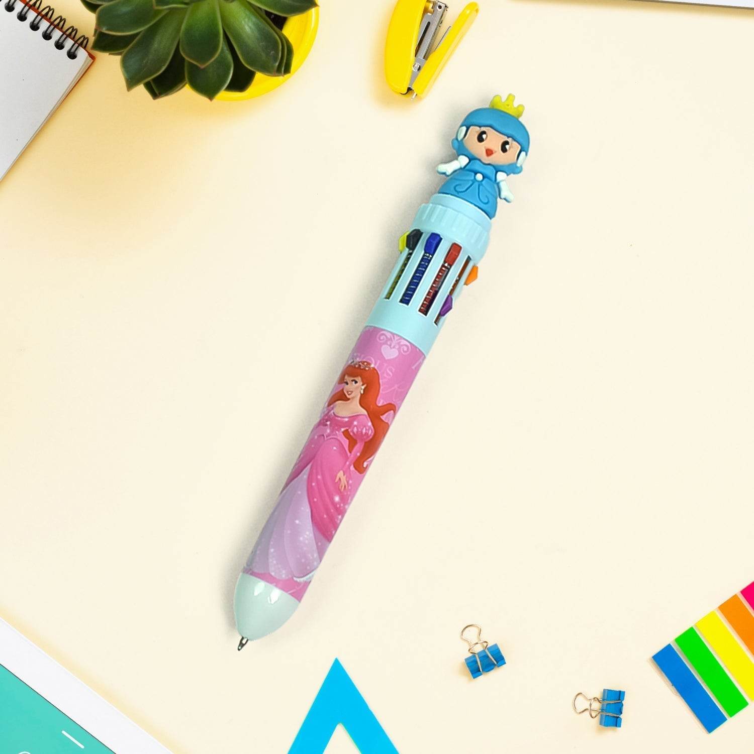 Kids 10-in-1 Color Pens Ballpoint Pen Set for Kids Cartoon Head Writing Pen for School Office Stationary Kit, Teddy Bear (1 Pc) - infinityexculsivestore.com