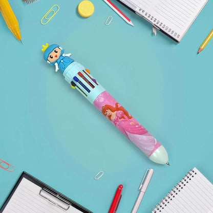 Kids 10-in-1 Color Pens Ballpoint Pen Set for Kids Cartoon Head Writing Pen for School Office Stationary Kit, Teddy Bear (1 Pc) - infinityexculsivestore.com