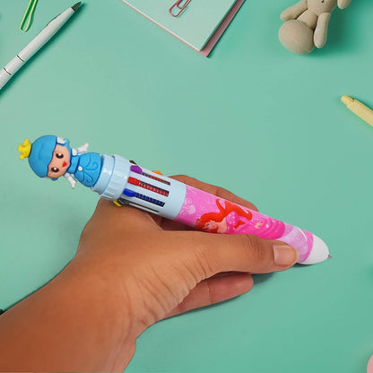 Kids 10-in-1 Color Pens Ballpoint Pen Set for Kids Cartoon Head Writing Pen for School Office Stationary Kit, Teddy Bear (1 Pc) - infinityexculsivestore.com