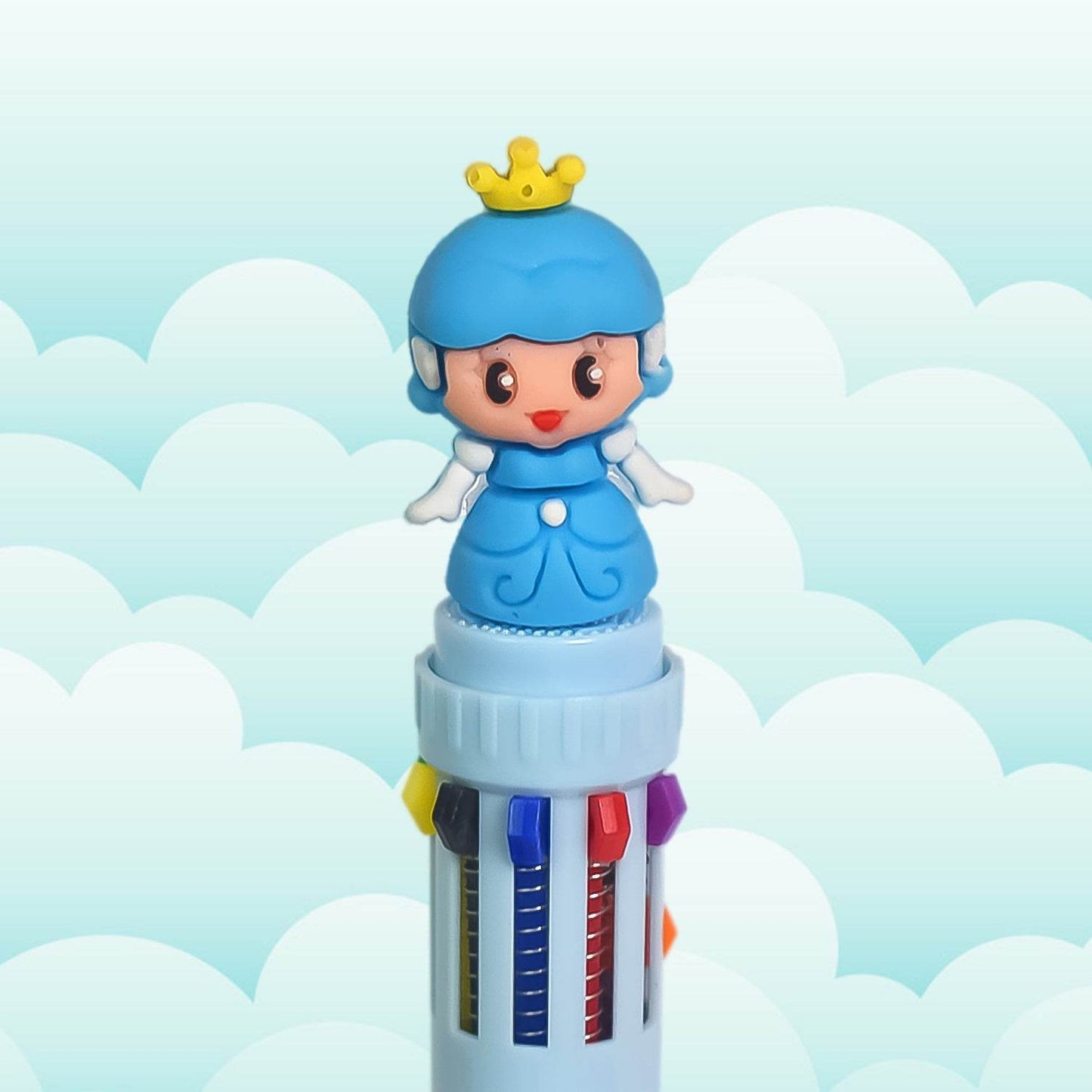 Kids 10-in-1 Color Pens Ballpoint Pen Set for Kids Cartoon Head Writing Pen for School Office Stationary Kit, Teddy Bear (1 Pc) - infinityexculsivestore.com