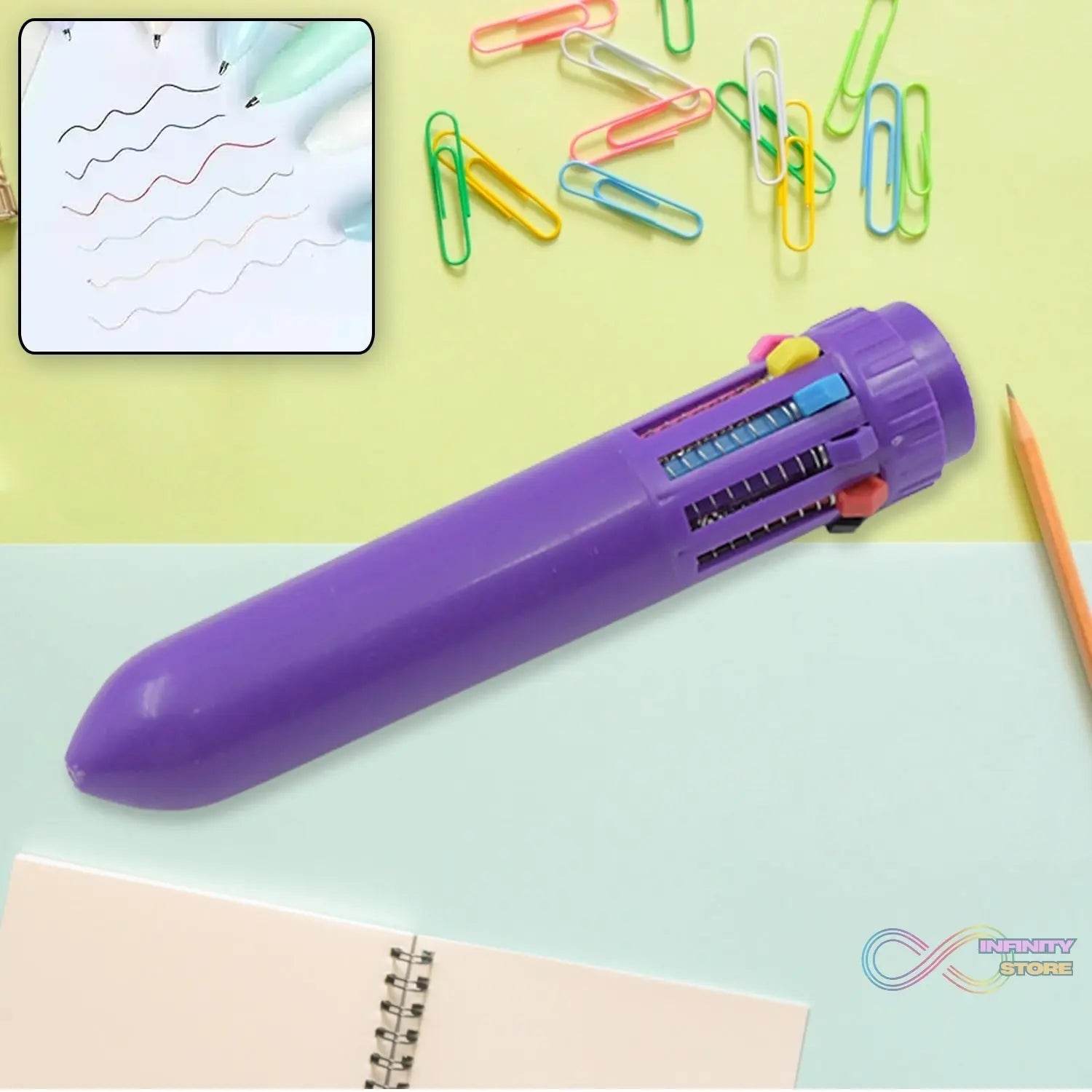 Kids 10-in-1 Color Pens Ballpoint Pen Set for Kids Cartoon Head Writing Pen for School Office Stationary Kit, Teddy Bear (1 Pc) - infinityexculsivestore.com