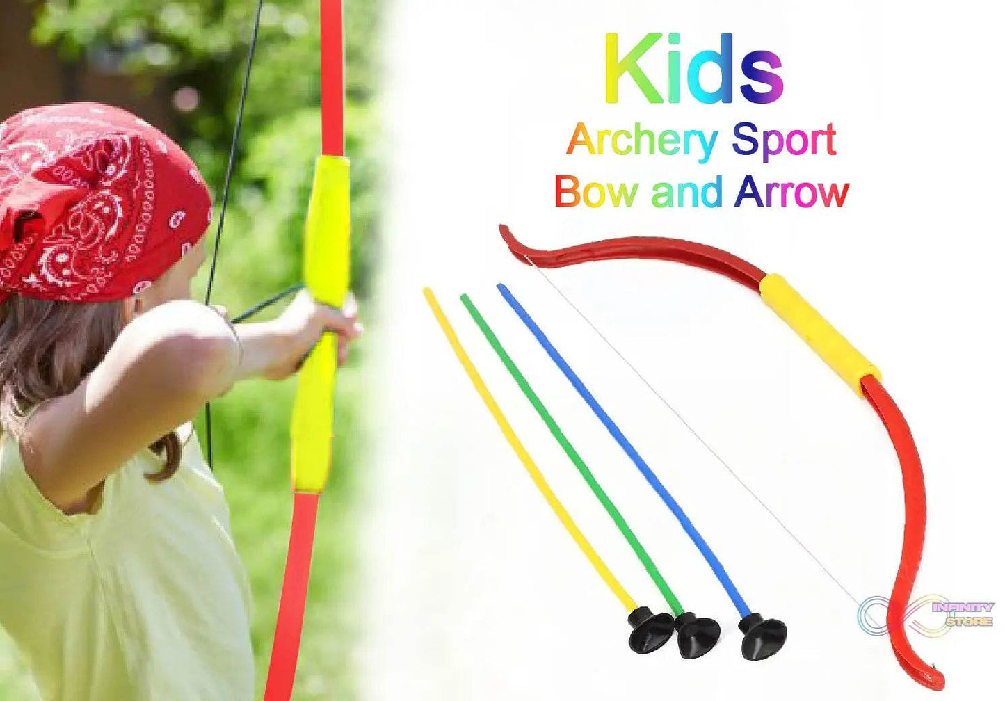 Kids Archery Sport Bow and Arrow Toy Set with Quiver to Hold Arrows - infinityexculsivestore.com