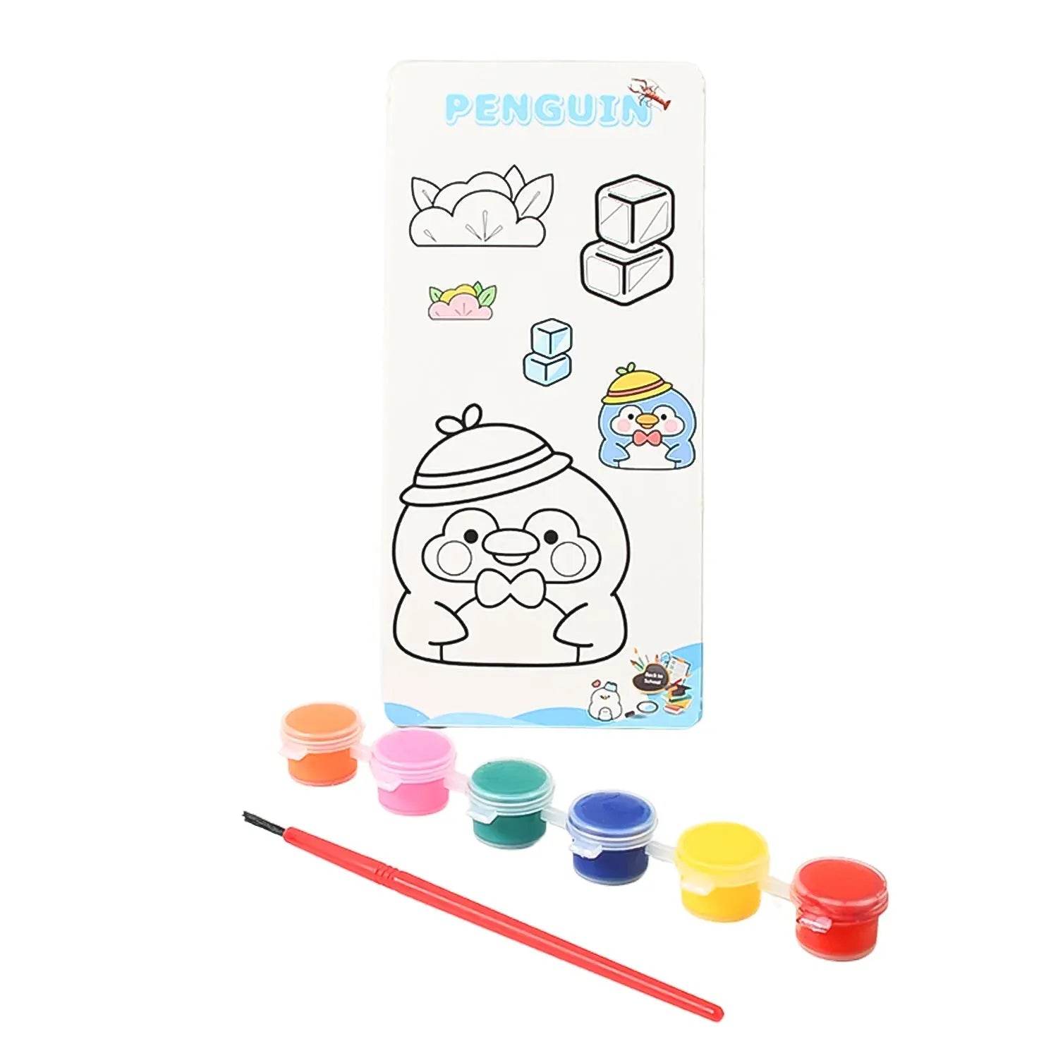 Kids Art Painting Kit Water Color, Cartoon Printed Board & Brush (9 Pcs Set) - infinityexculsivestore.com