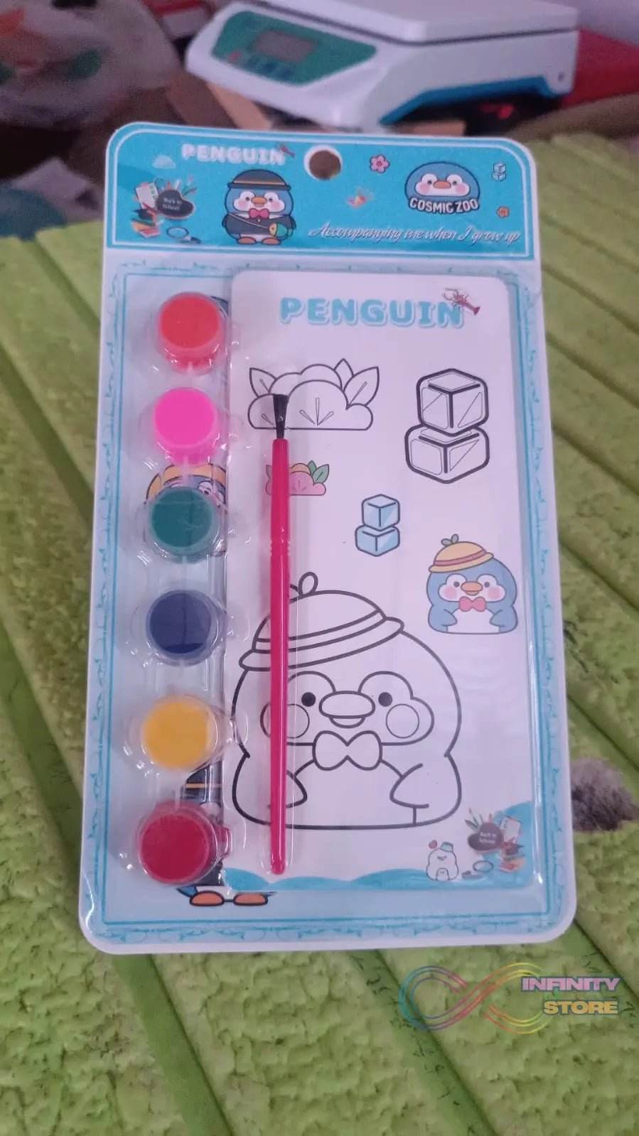 Kids Art Painting Kit Water Color, Cartoon Printed Board & Brush (9 Pcs Set) - infinityexculsivestore.com