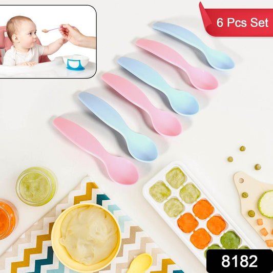 Kids Cute Food Grade Foods Feeding Training Baby Spoon (Set of 6 pcs) - infinityexculsivestore.com