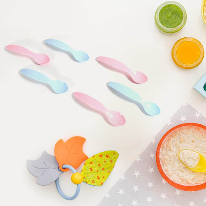 Kids Cute Food Grade Foods Feeding Training Baby Spoon (Set of 6 pcs) - infinityexculsivestore.com