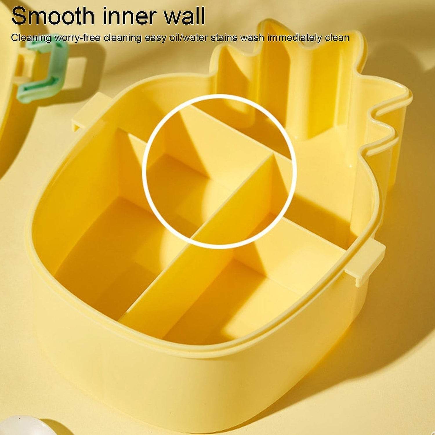 Kids Lunch Box Cute Pineapple Shaped Bento Box with Fork Spoon Snack Container Microwave Portable Office Lunch Box (1 Pc / With Spoon, Fork & Color Box) - infinityexculsivestore.com