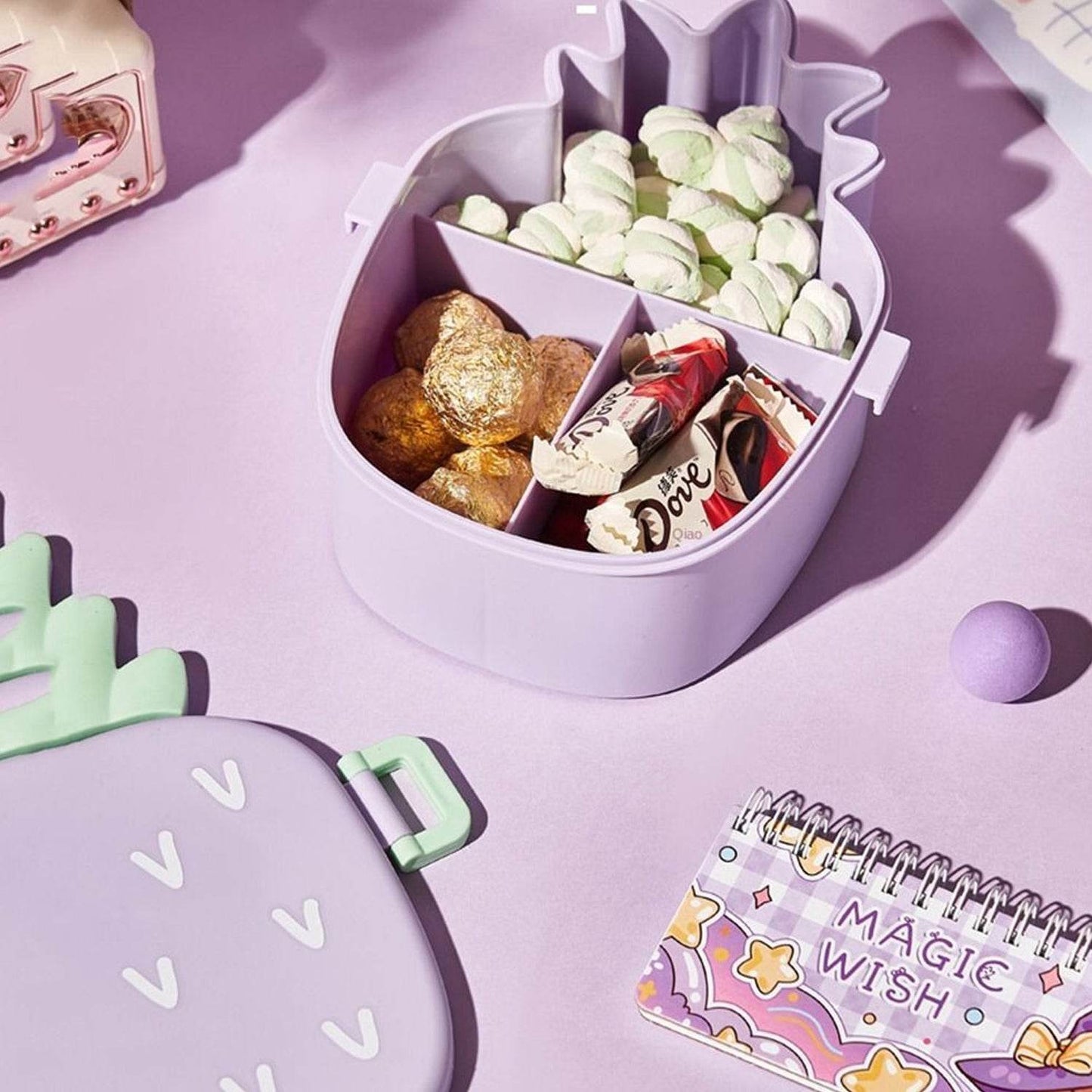 Kids Lunch Box Cute Pineapple Shaped Bento Box with Fork Spoon Snack Container Microwave Portable Office Lunch Box (1 Pc / With Spoon, Fork & Color Box) - infinityexculsivestore.com