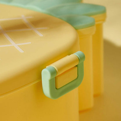 Kids Lunch Box Cute Pineapple Shaped Bento Box with Fork Spoon Snack Container Microwave Portable Office Lunch Box (1 Pc / With Spoon & Fork) - infinityexculsivestore.com
