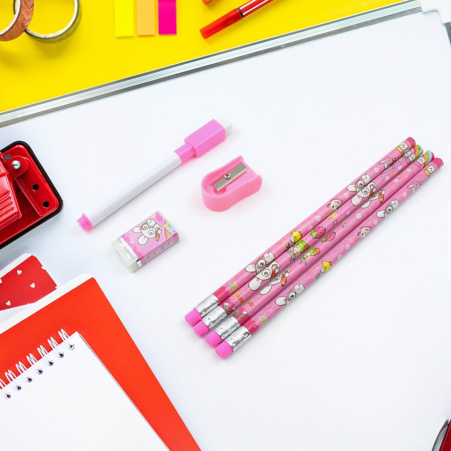 Kids' Stationery Kit: Wooden Pencils, Sharpener, Eraser, Diary (8 Pc Set) - infinityexculsivestore.com