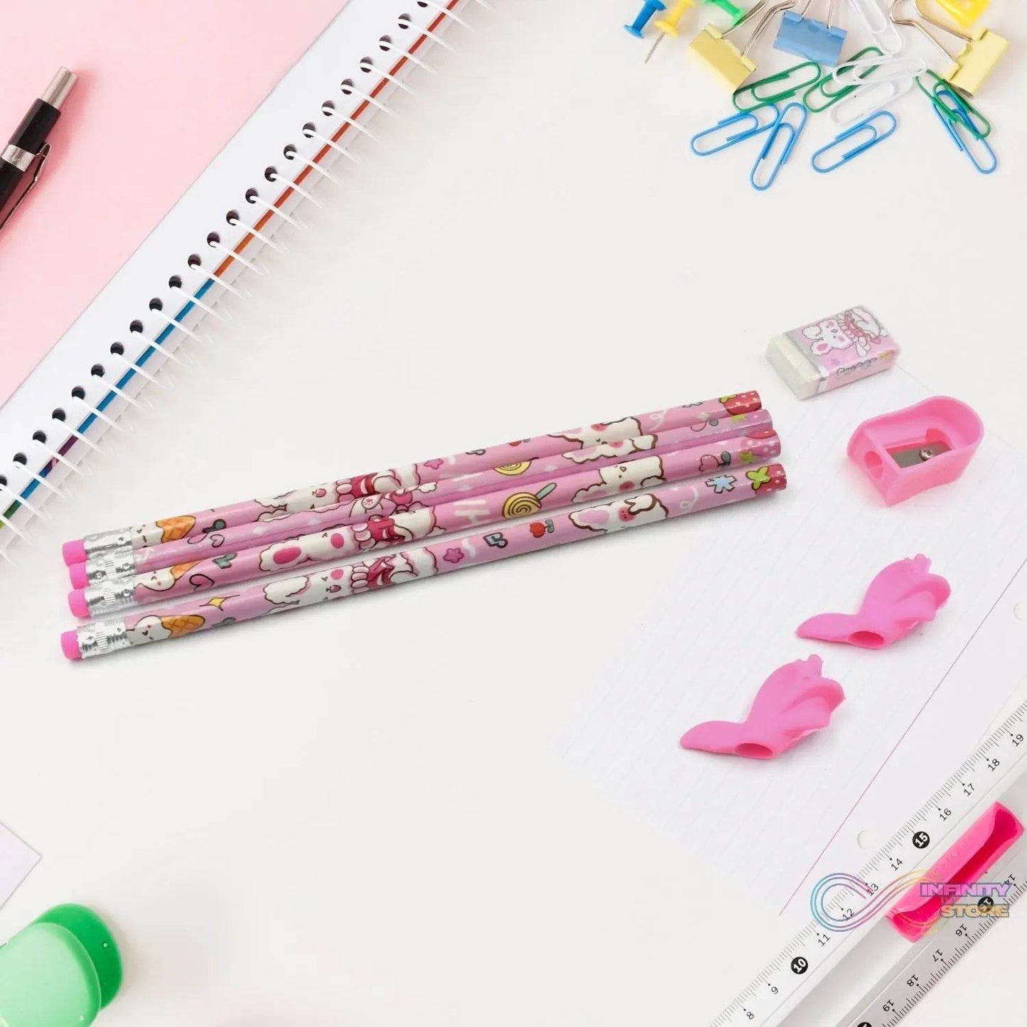 Kids' Stationery Kit: Wooden Pencils, Sharpener, Eraser, Diary (9 Pc Set) - infinityexculsivestore.com