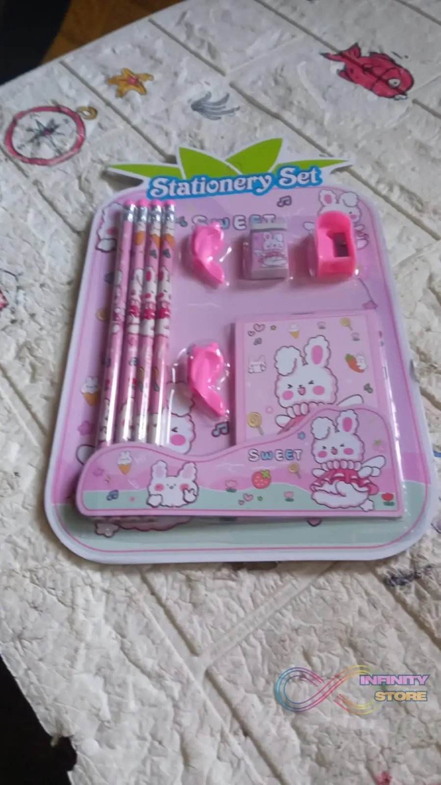 Kids' Stationery Kit: Wooden Pencils, Sharpener, Eraser, Diary (9 Pc Set) - infinityexculsivestore.com
