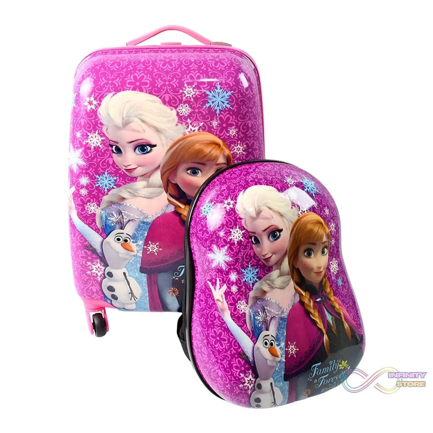 Kids Travel Suitcase with 4 Wheels (2 Pcs Set / 1 Big & 1 Small Shoulder Bag / Mix Design & Color) - infinityexculsivestore.com