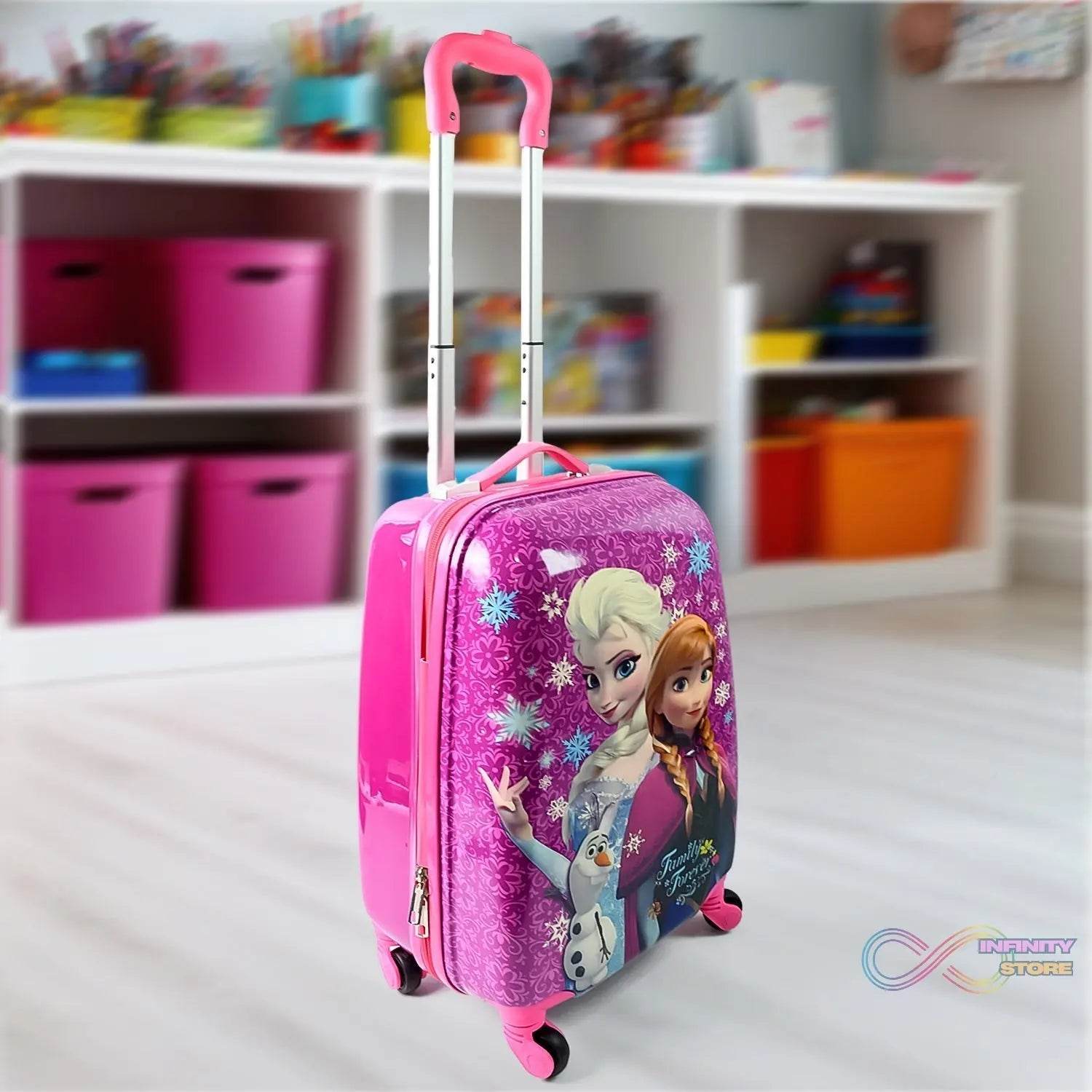 Kids Travel Suitcase with 4 Wheels (2 Pcs Set / 1 Big & 1 Small Shoulder Bag / Mix Design & Color) - infinityexculsivestore.com