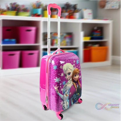 Kids Travel Suitcase with 4 Wheels (2 Pcs Set / 1 Big & 1 Small Shoulder Bag / Mix Design & Color) - infinityexculsivestore.com