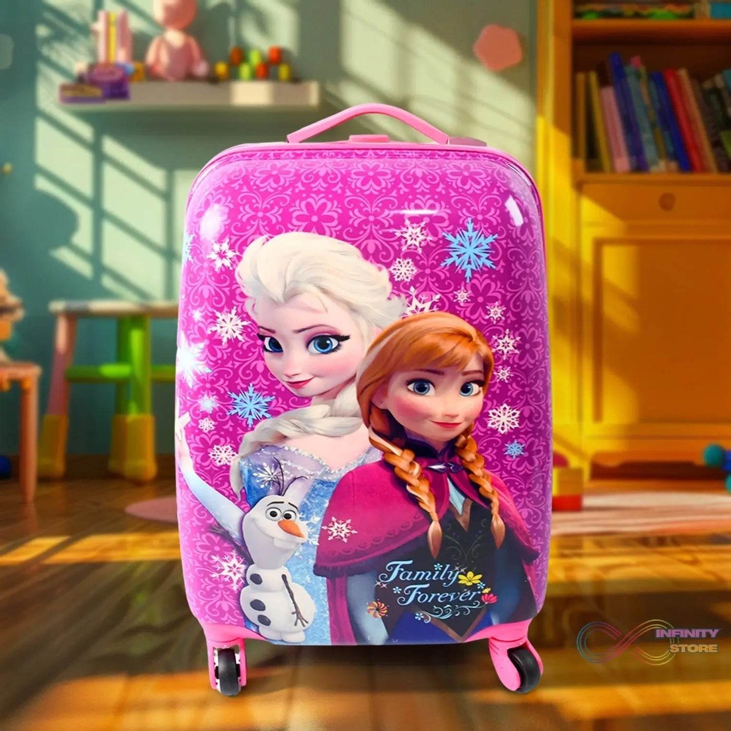 Kids Travel Suitcase with 4 Wheels (2 Pcs Set / 1 Big & 1 Small Shoulder Bag / Mix Design & Color) - infinityexculsivestore.com