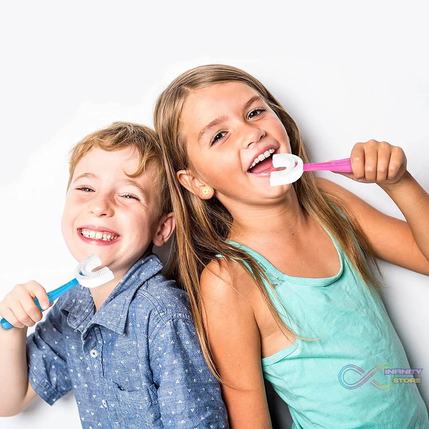 Kids U Shaped Large Tooth Brush used in all kinds of household bathroom places for washing teeth of kids, toddlers and children’s easily and comfortably. - infinityexculsivestore.com