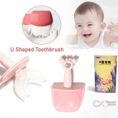 Kids U Shaped Toothbrush Children Baby Silicone Kids Toothbrush U Shaped Silicone Brush Head for 360 Degree Cleaning Suitable For 2-6 Years (1 Pc) - infinityexculsivestore.com