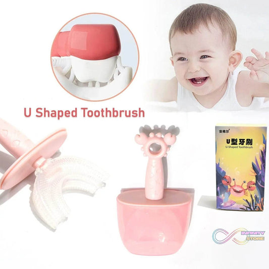 Kids U Shaped Toothbrush Children Baby Silicone Kids Toothbrush U Shaped Silicone Brush Head for 360 Degree Cleaning Suitable For 2-6 Years (1 Pc) - infinityexculsivestore.com