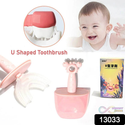Kids U Shaped Toothbrush Children Baby Silicone Kids Toothbrush U Shaped Silicone Brush Head for 360 Degree Cleaning Suitable For 2-6 Years (1 Pc) - infinityexculsivestore.com
