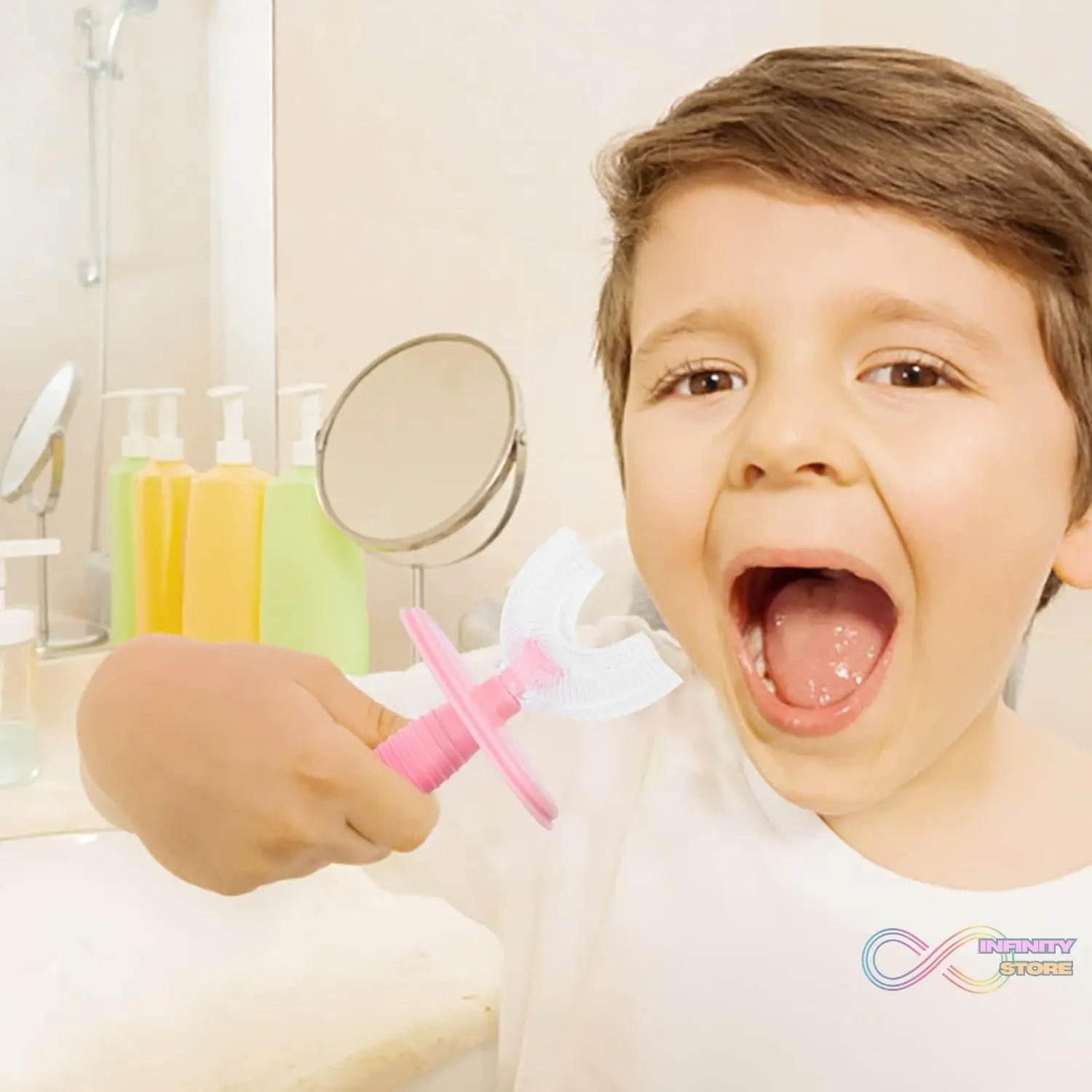 Kids U Shaped Toothbrush Children Baby Silicone Kids Toothbrush U Shaped Silicone Brush Head for 360 Degree Cleaning Suitable For 2-6 Years (1 Pc) - infinityexculsivestore.com