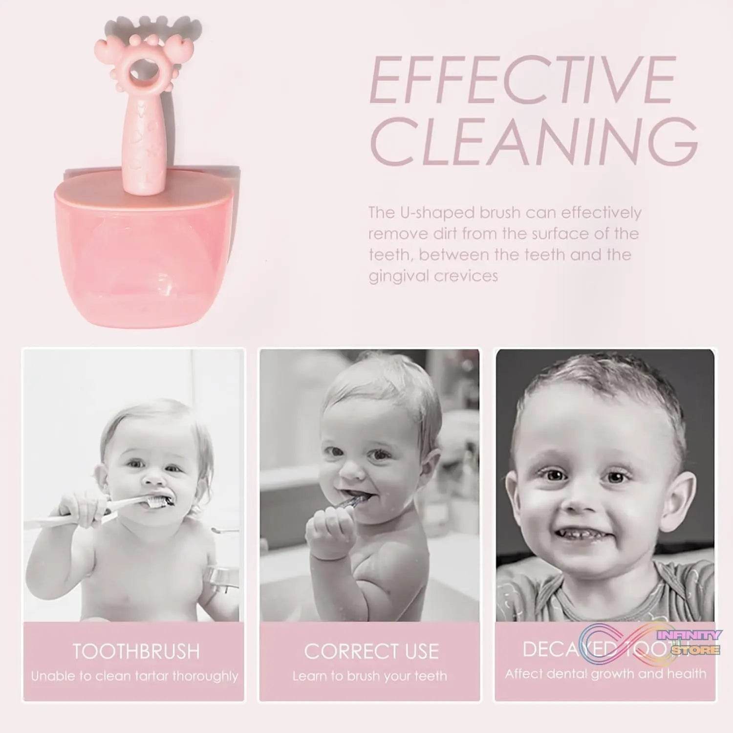 Kids U Shaped Toothbrush Children Baby Silicone Kids Toothbrush U Shaped Silicone Brush Head for 360 Degree Cleaning Suitable For 2-6 Years (1 Pc) - infinityexculsivestore.com