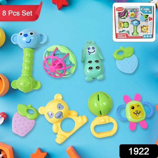 Kinder Rattles Classic Store Plastic Non-Toxic Shake and Grab Ball Baby Rattles & Teethers (8 Pcs Set) - infinityexculsivestore.com