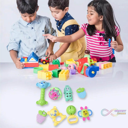 Kinder Rattles Classic Store Plastic Non-Toxic Shake and Grab Ball Baby Rattles & Teethers (8 Pcs Set) - infinityexculsivestore.com