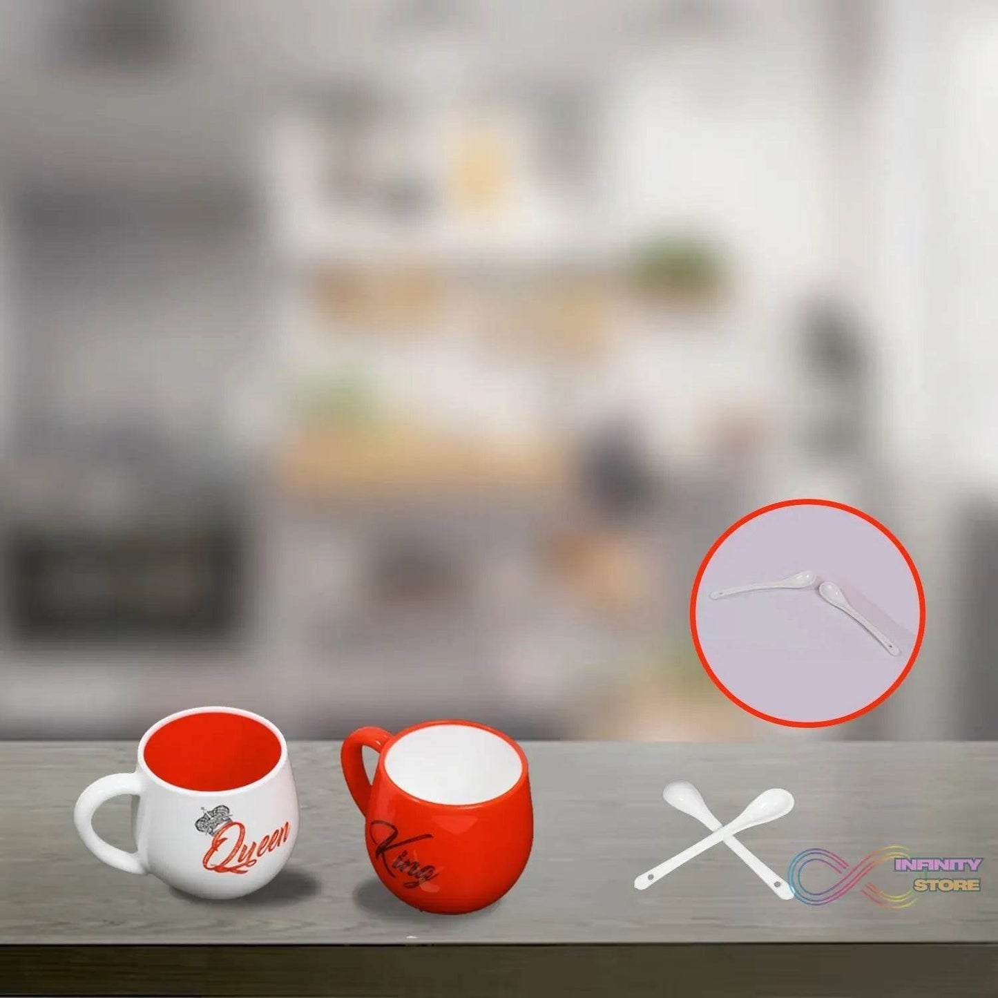 King & Queen Printed Couple Matching Coffee / Tea Plastic Coffee Mug (300ml Set of 2) - infinityexculsivestore.com