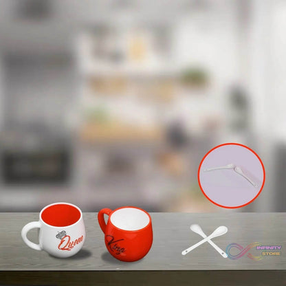 King & Queen Printed Couple Matching Coffee / Tea Plastic Coffee Mug (300ml Set of 2) - infinityexculsivestore.com
