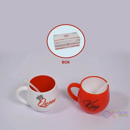 King & Queen Printed Couple Matching Coffee / Tea Plastic Coffee Mug (300ml Set of 2) - infinityexculsivestore.com