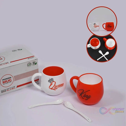 King & Queen Printed Couple Matching Coffee / Tea Plastic Coffee Mug (300ml Set of 2) - infinityexculsivestore.com