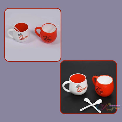 King & Queen Printed Couple Matching Coffee / Tea Plastic Coffee Mug (300ml Set of 2) - infinityexculsivestore.com