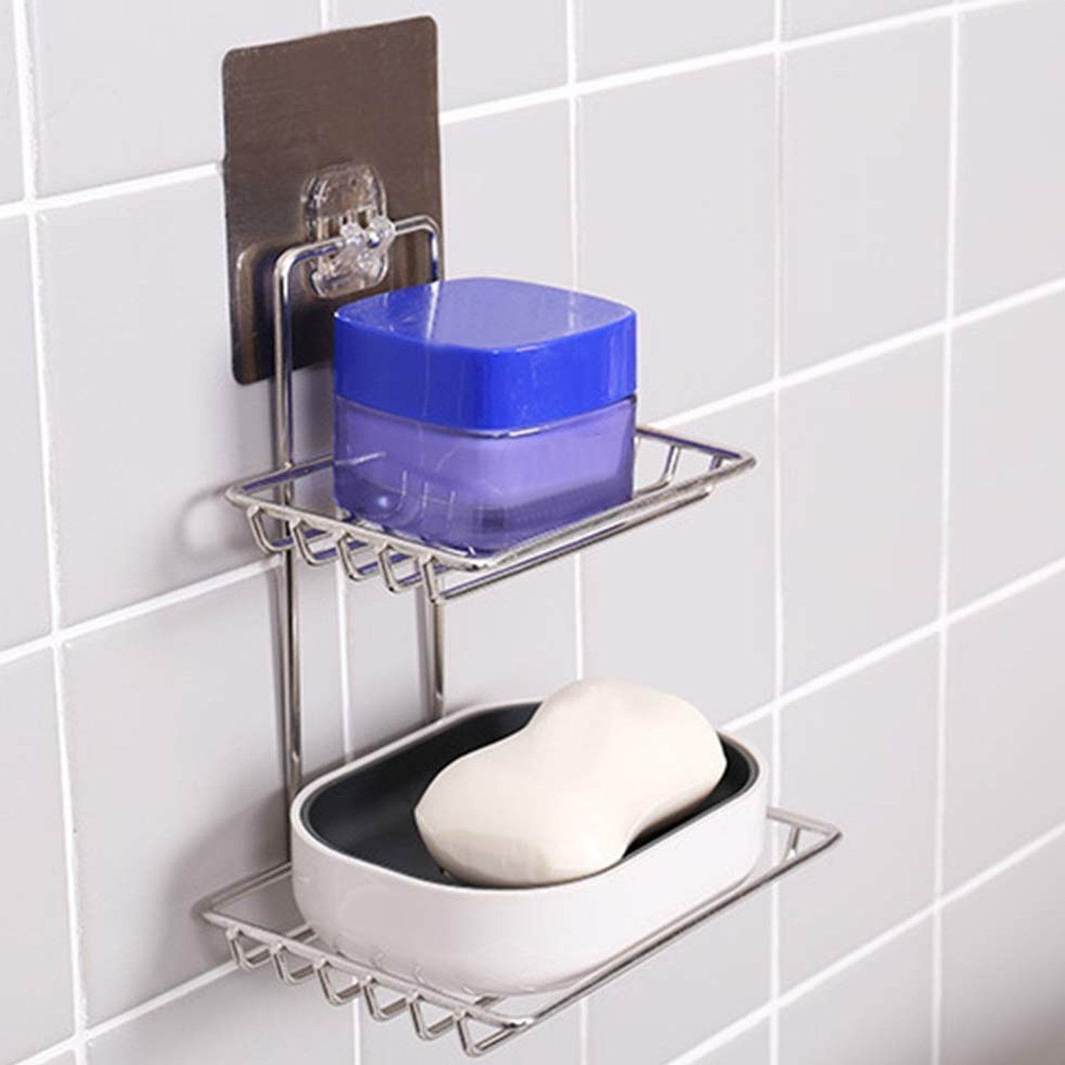 Kitchen Bathroom Soaps Storage Rack with 2 Hook for Home - infinityexculsivestore.com