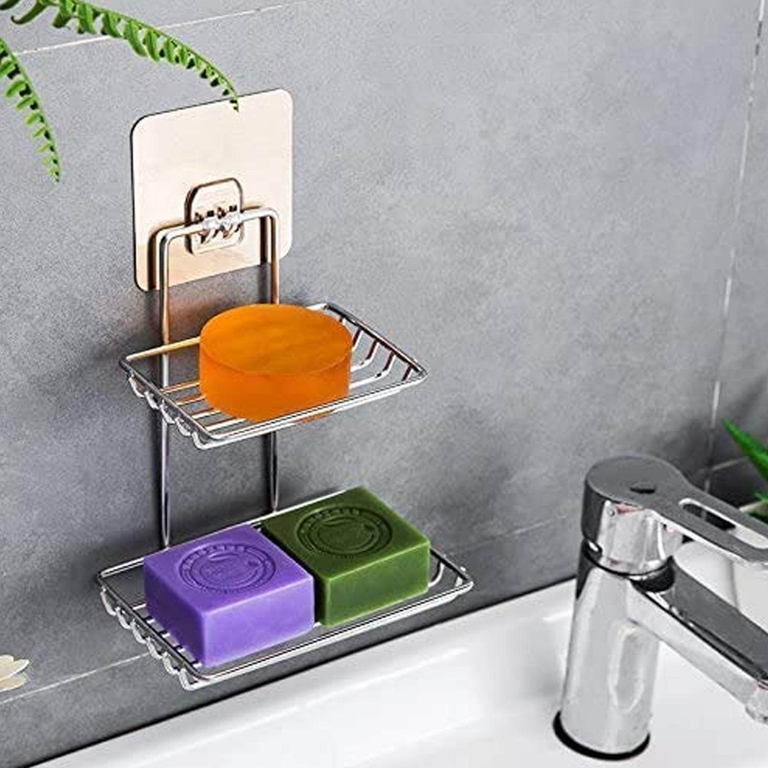 Kitchen Bathroom Soaps Storage Rack with 2 Hook for Home - infinityexculsivestore.com