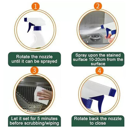 Kitchen Cleaner Spray Oil & Grease Stain Remover Stove & Chimney Cleaner Spray Non-Flammable Nontoxic Magic Degreaser Spray for Kitchen Gas Stove Cleaning Spray (Approx 500ML) - infinityexculsivestore.com