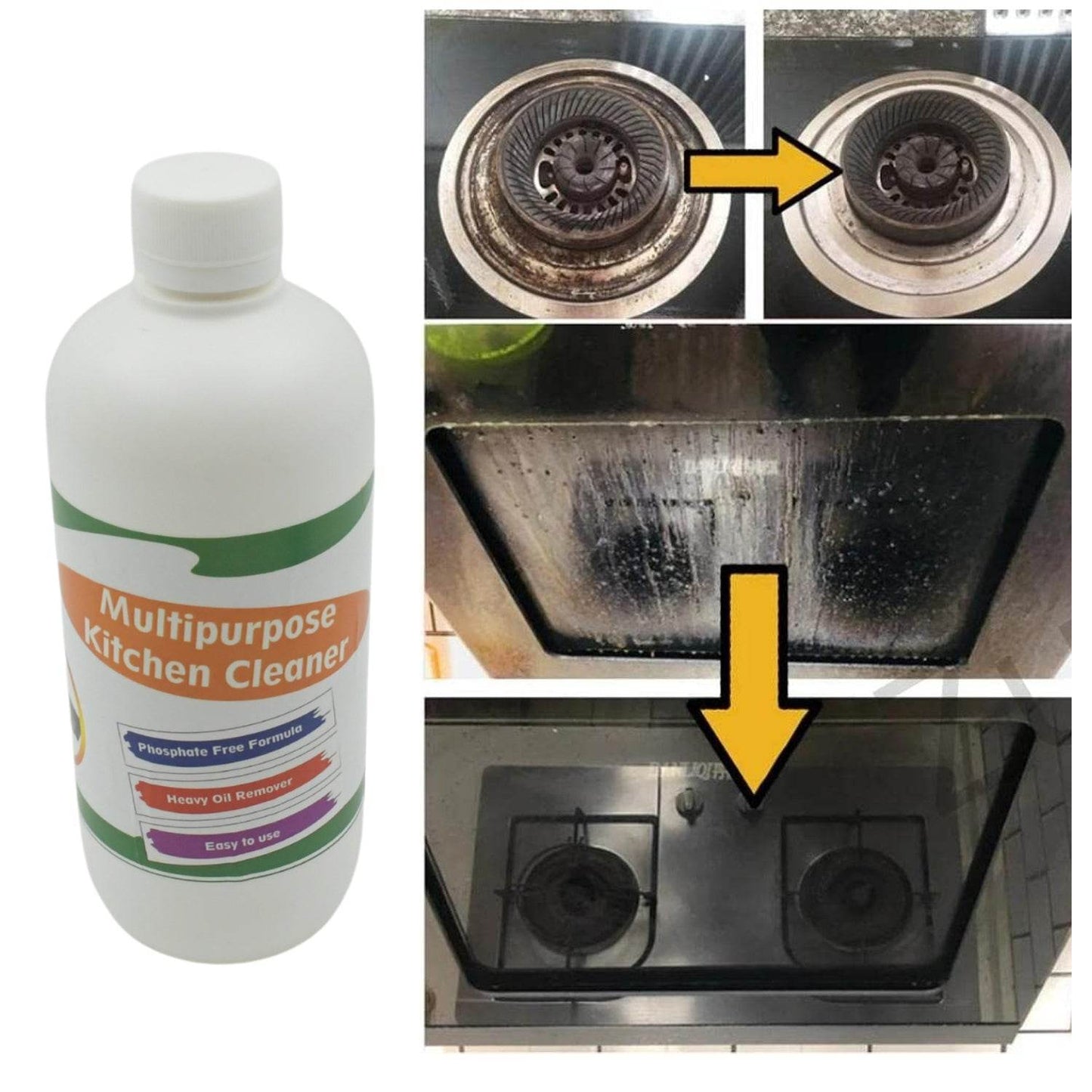 Kitchen Cleaner Spray Oil & Grease Stain Remover Stove & Chimney Cleaner Spray Non-Flammable Nontoxic Magic Degreaser Spray for Kitchen Gas Stove Cleaning Spray (Approx 500ML) - infinityexculsivestore.com
