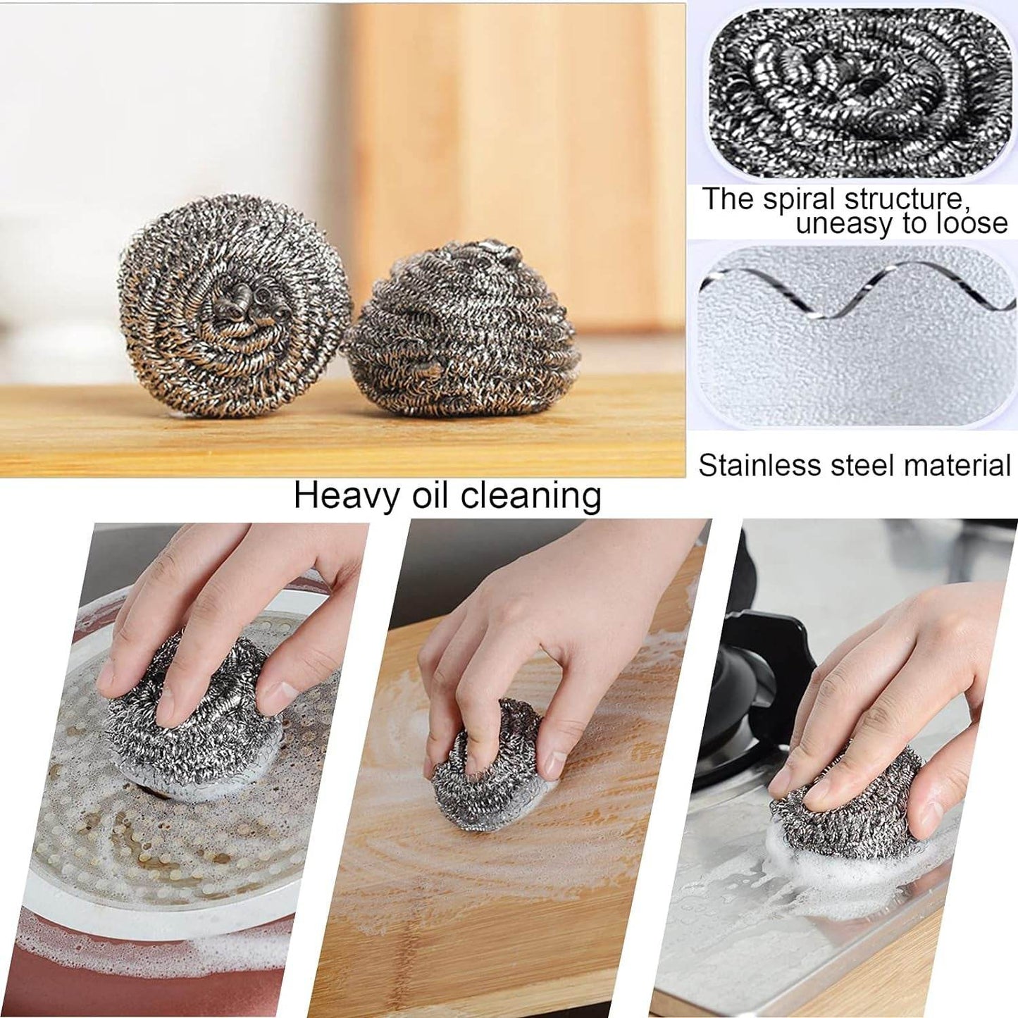 Kitchen Cleaning Tool Set Microfiber Kitchen Utensils High Performance Scouring Sponge Set Dish Sponge, Stainless Steel Scouring Pad (6 Pcs Set) - infinityexculsivestore.com