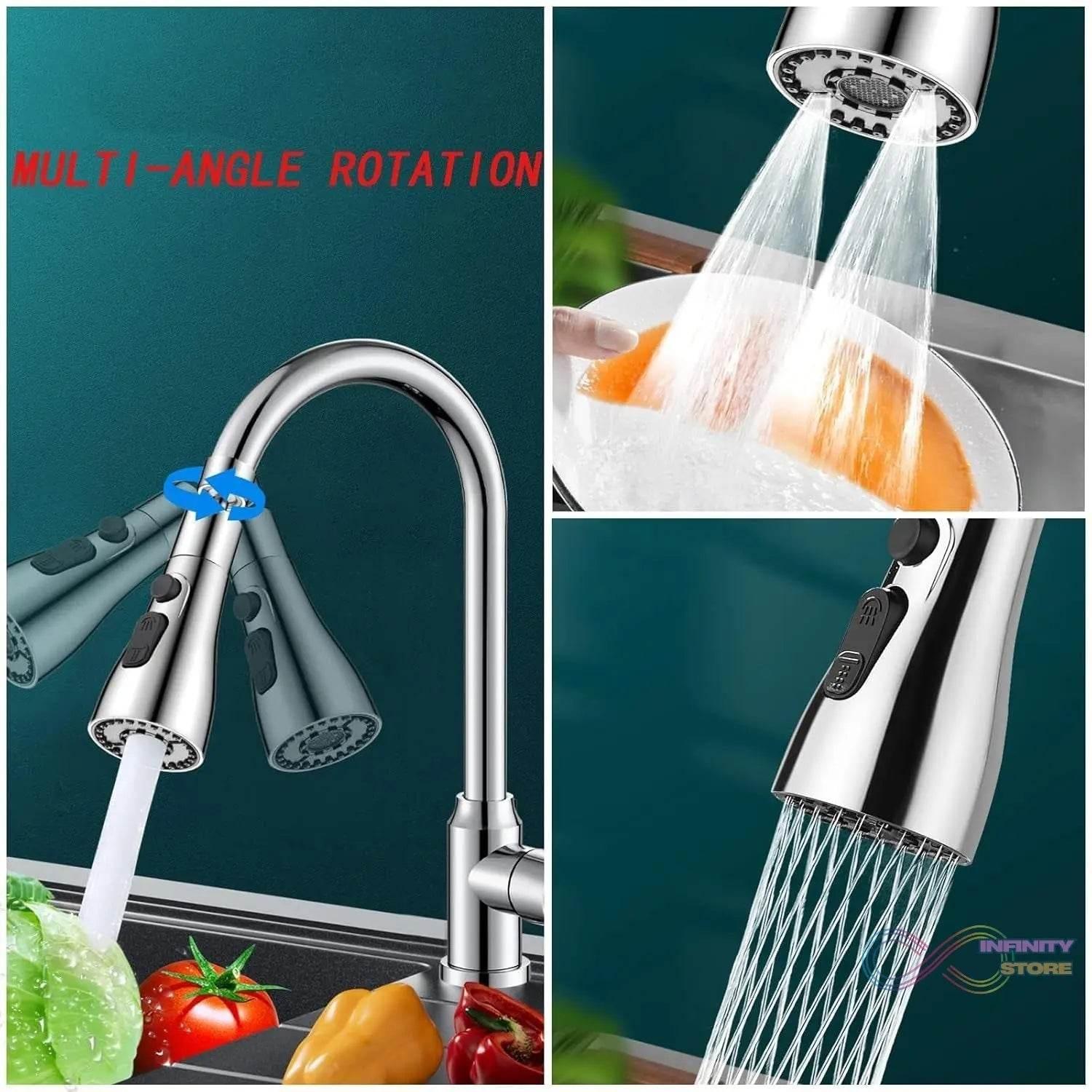 Kitchen Faucet 3-Function Pull Down Sink Sprayer (1 Pc) - infinityexculsivestore.com