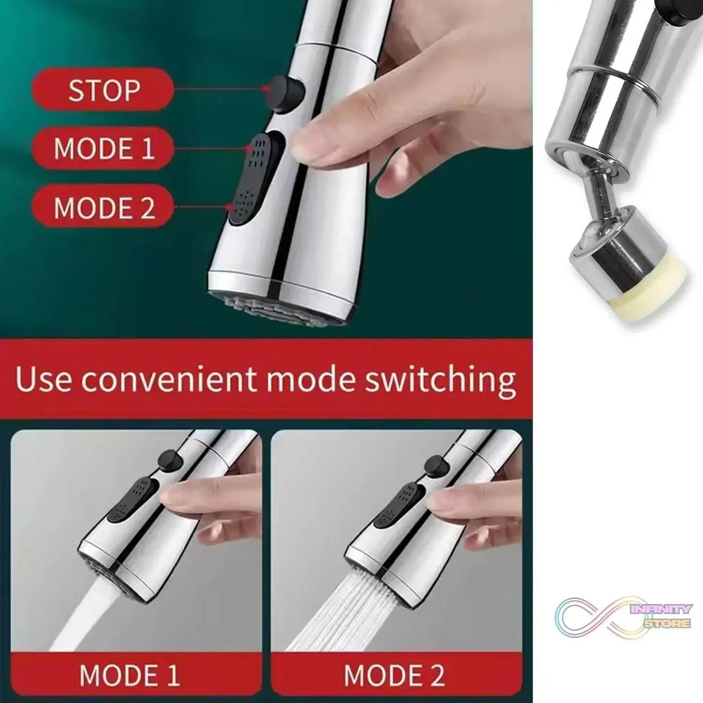 Kitchen Faucet 3-Function Pull Down Sink Sprayer (1 Pc) - infinityexculsivestore.com