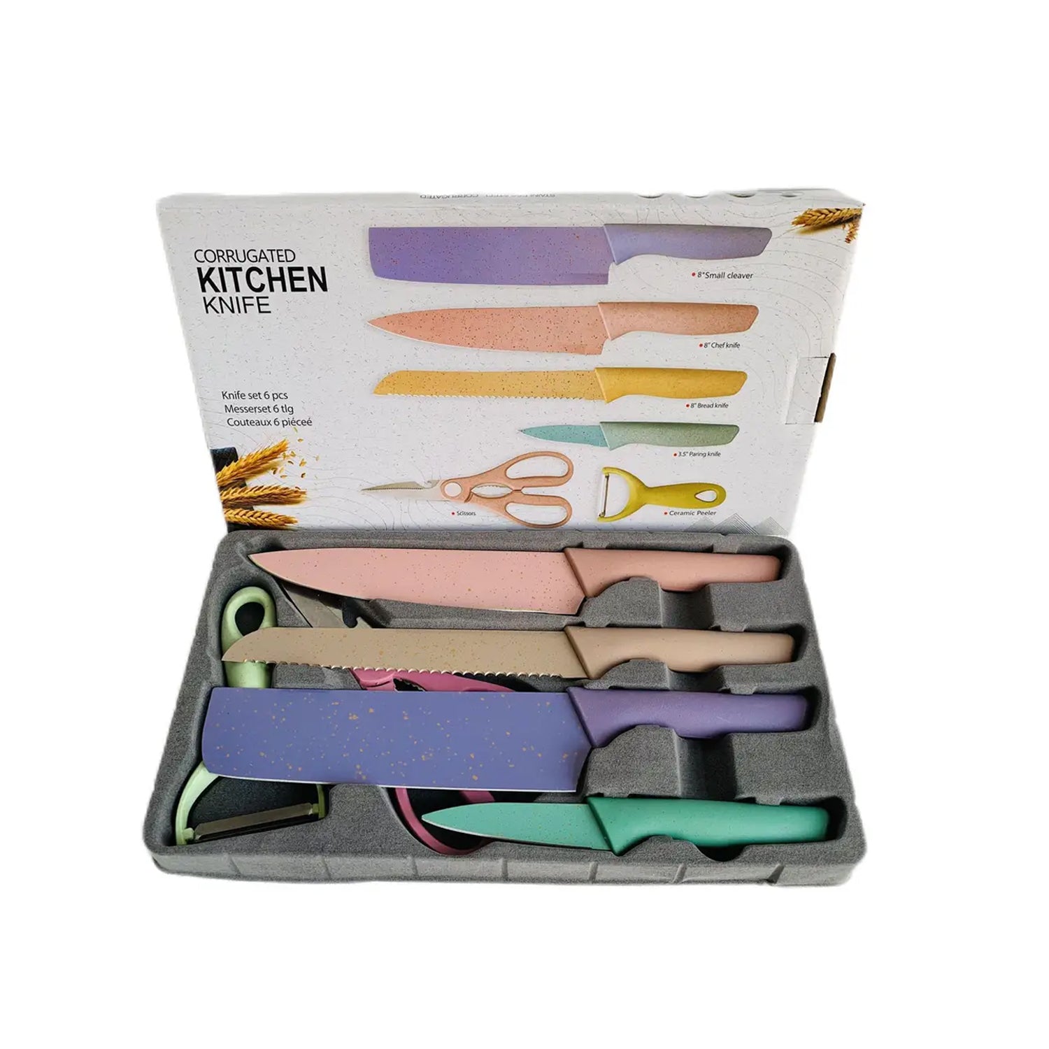 Professional Colorful Kitchen Knives Set of 6 Pieces, Non - Stick Blades with High Carbon Stainless Steel, Sharp Kitchen Cutting Knives Set for Slicing, Paring and Cooking, Chef Kitchen Knives Set - infinityexculsivestore.com