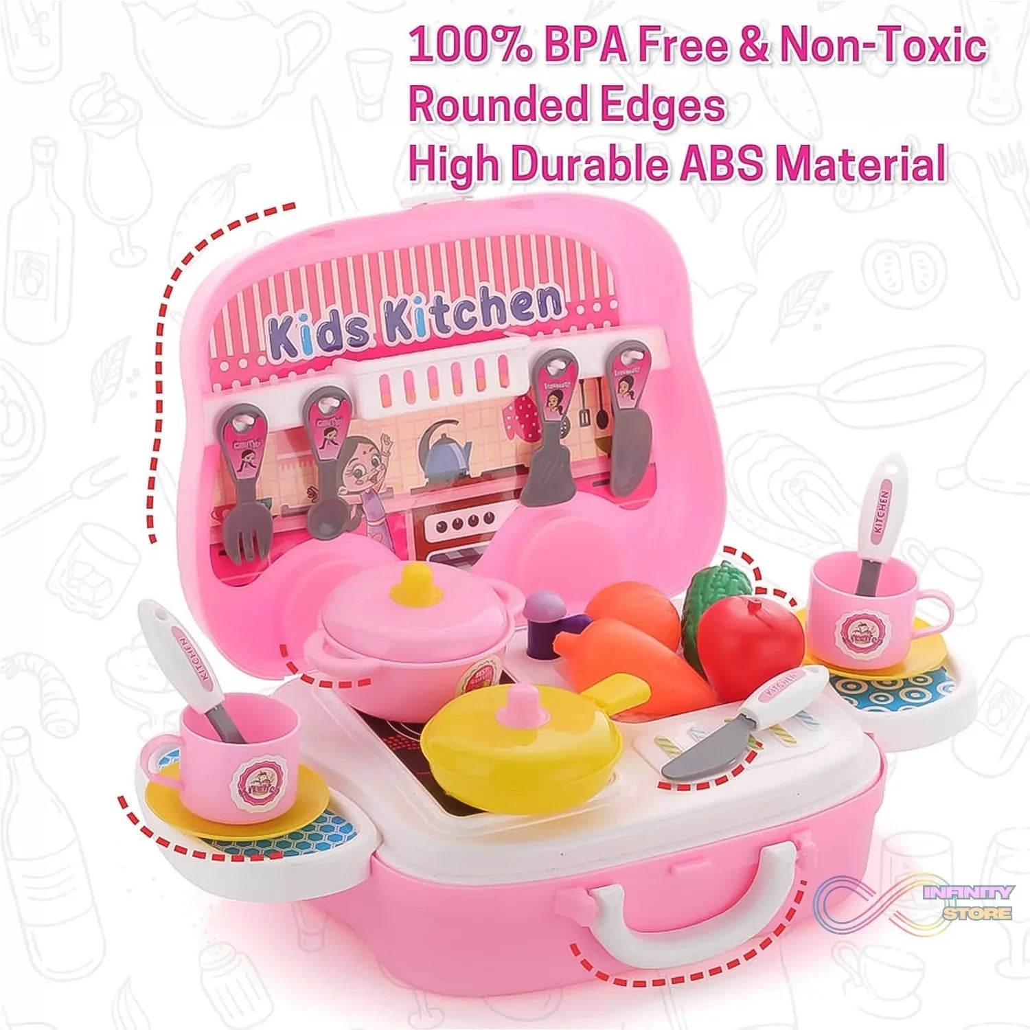 Kitchen Set for Kids Girls Pretend Play Toys Little (23 Pcs Set Approx) - infinityexculsivestore.com