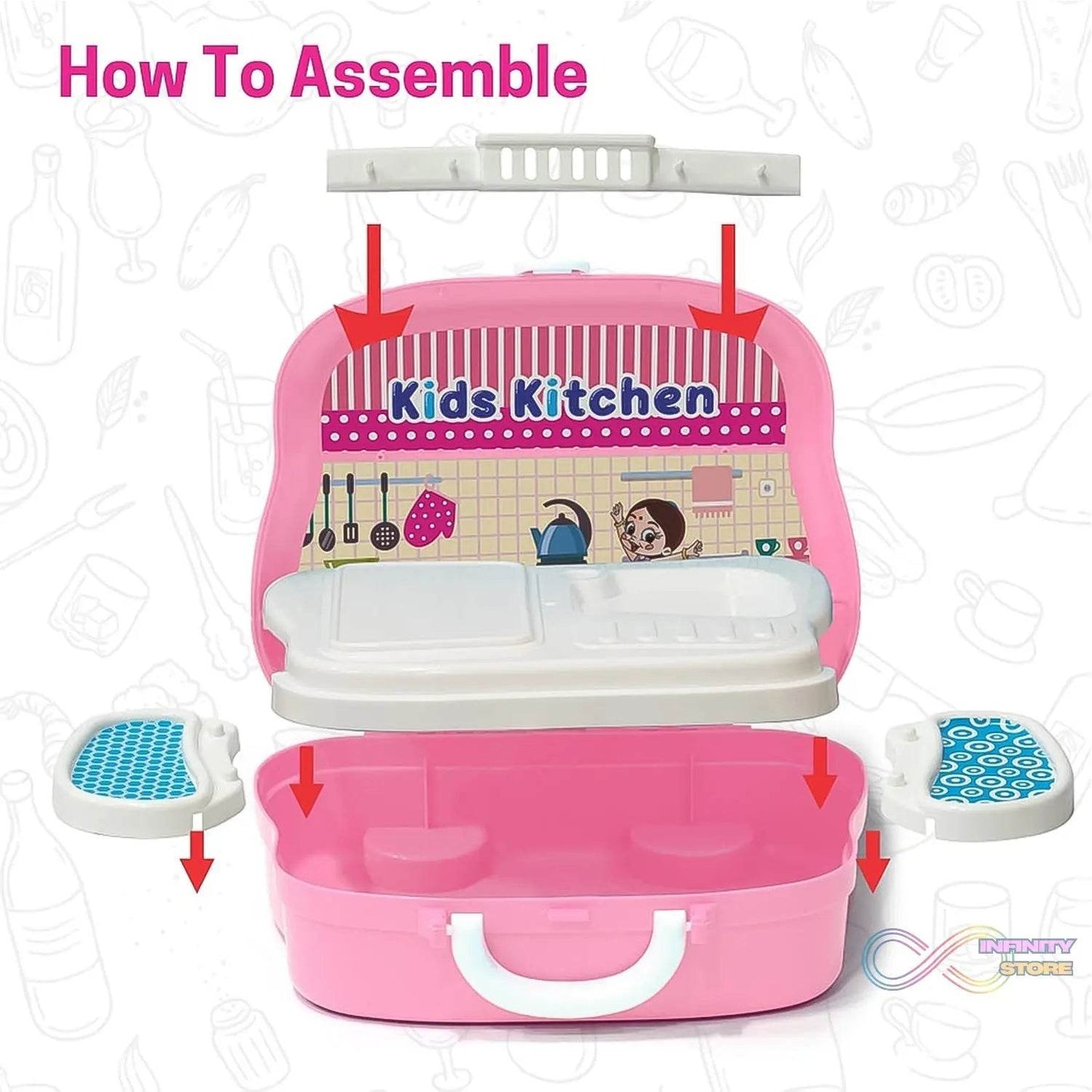 Kitchen Set for Kids Girls Pretend Play Toys Little (23 Pcs Set Approx) - infinityexculsivestore.com