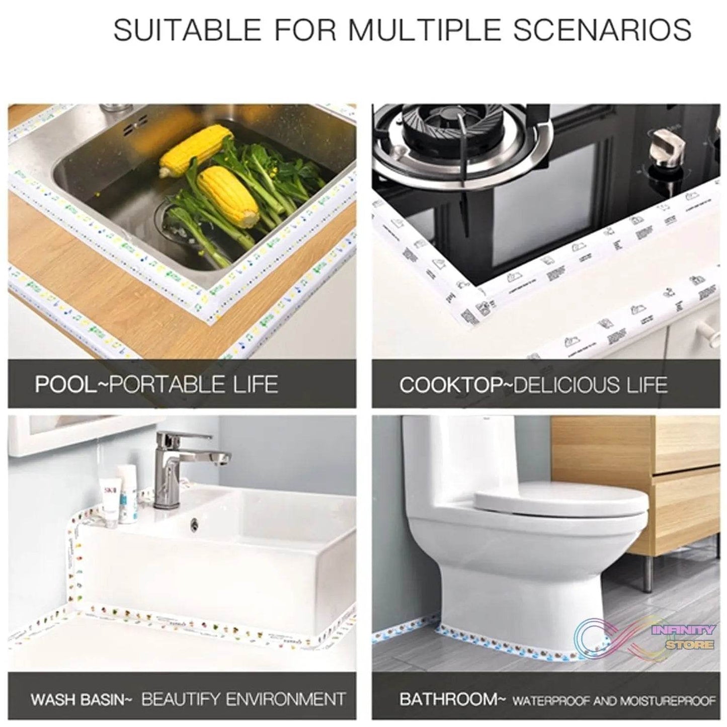 Kitchen Sink Platform Sticker Bathroom Corner Tape (2Meter Size) - infinityexculsivestore.com