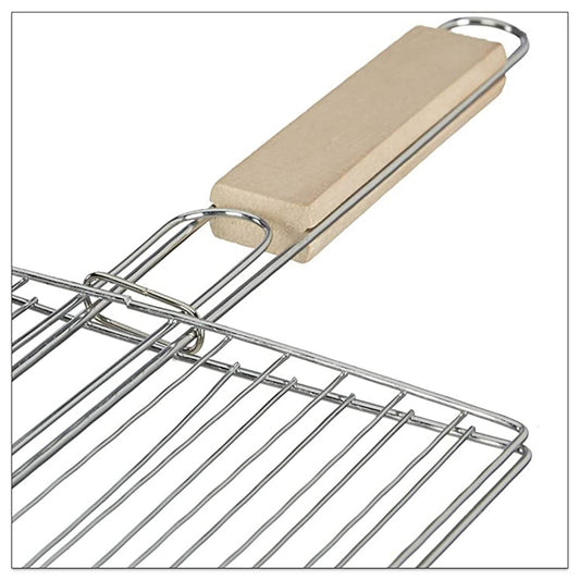 Kitchen Square Roaster Grill Barbecue Grill with Wooden Handle - infinityexculsivestore.com